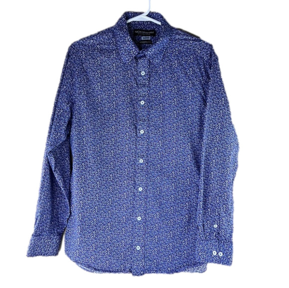 Nick Graham  blue floral modern fit button down shirt - Picture 1 of 7